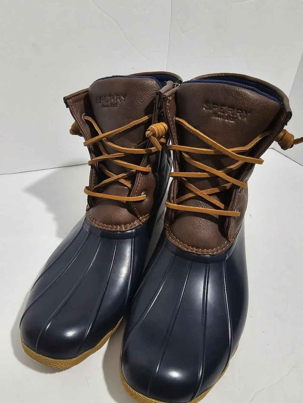 Sperry Top-Sider Saltwater Women's Duck Boots 6M Blue Brown Ankle Boots